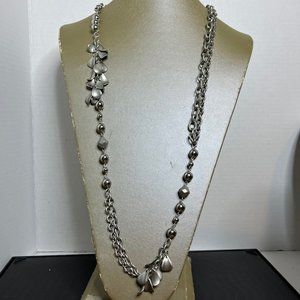 Vintage Silver Tone Lia Sophia Chain Necklace ( 2567)